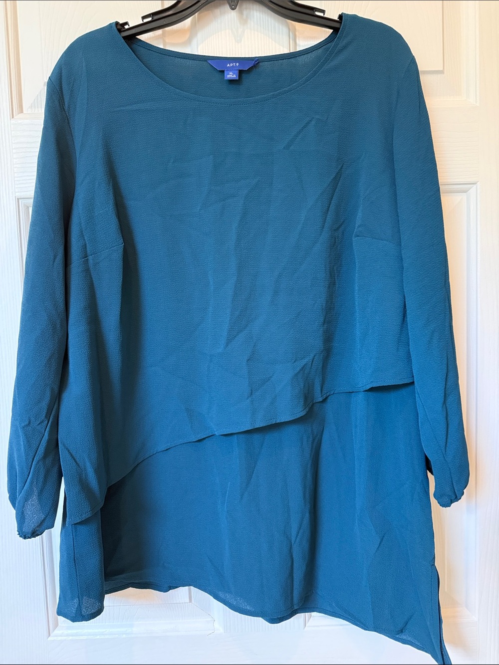 Apt. 9 Teal Layered Long-Sleeve Tunic Top